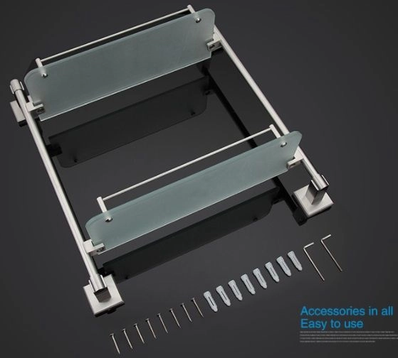 Полка для ванной стеклянная Gappo G1707-2 2-ярусная, 425 мм сатин