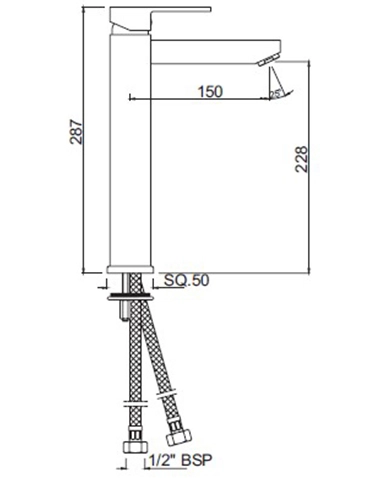 Смеситель для раковины Jaquar Kubix-F KUB-CHR-35009NFB хром