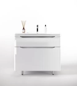 Тумба напольная Style Line Марелла 90 (2 ящ.) Люкс антискрейтч белый глянец, PLUS