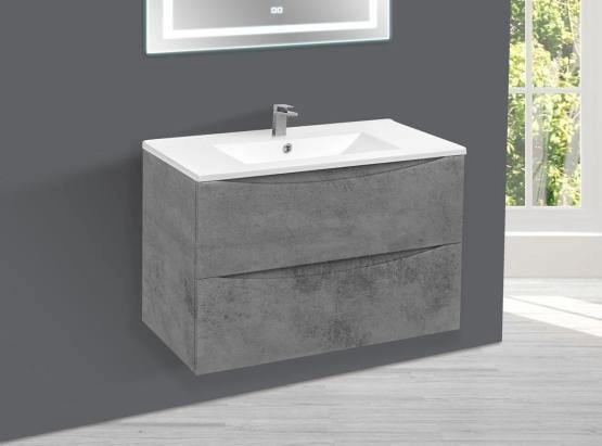 Тумба под раковину Vincea Mia 800 подвесная, 2 выкатных ящика soft close, Beton