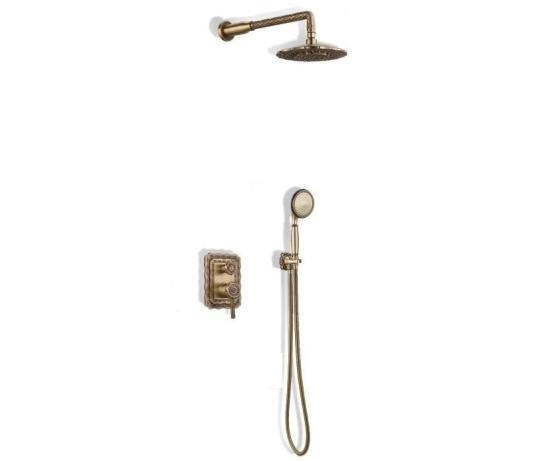 Комплект для душа встраиваемый, Bronze de Luxe без излива лейка "двойной цветок" (10138DF) бронза