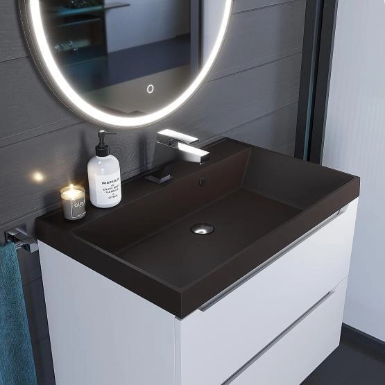 Раковина кварцевая Uperwood Classic Quartz 70 см, коричневая матовая, трюфель