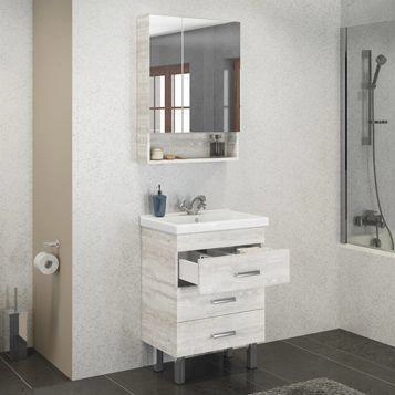 Тумба с раковиной Comforty Никосия-60Н дуб белый