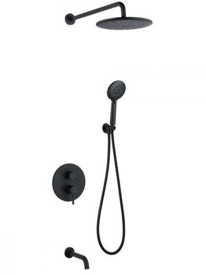 Душевая система ABBER Wasser Kreis AF8117B скрытого монтажа с изливом, черная матовая