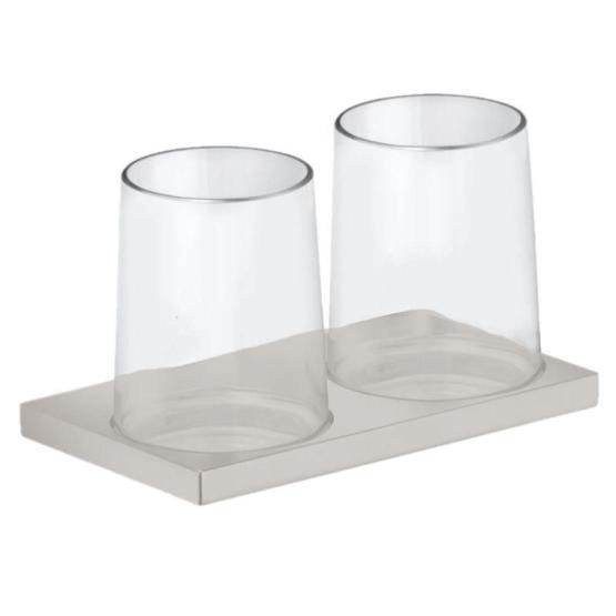 Держатель на два стакана KEUCO Edition 11 Прозрачный/никель шлифованный 11151059000