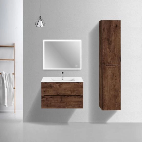 Тумба под раковину Vincea Mia Slim 800 подвесная, 2 выкатных ящика soft close, R.Wood