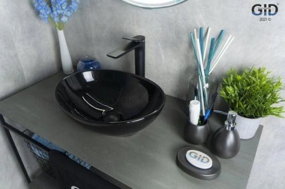 Раковина Gid Nc920 41x34 на столешницу черная глянцевая