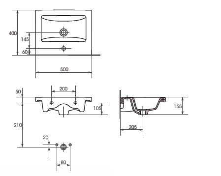 Раковина Cersanit Como UM-COM50/1 50 встраиваемая