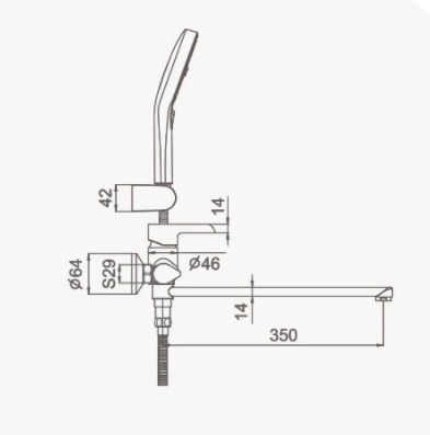 Смеситель для ванны Gappo G2203-6 чёрный/хром