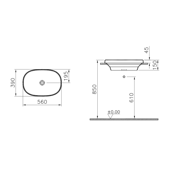 Vitra Frame 5652B403-0016 раковина накладная 56 см