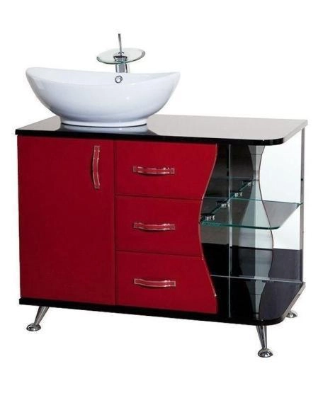 Тумба под раковину Bellezza Рио 90 L напольная с 3 ящ. красная/черная