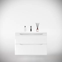 Тумба подвесная Style Line Марелла 80 (2 ящ.) Люкс антискрейтч белый глянец, PLUS