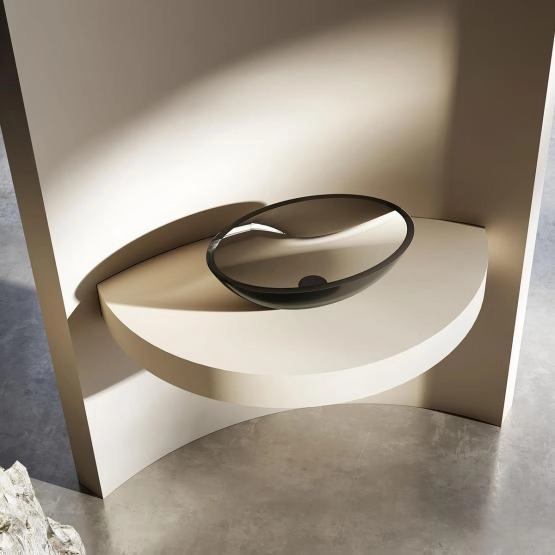 Раковина прозрачная Vincea VBS-6T11B, 500*350*150, накладная, цвет черный смола