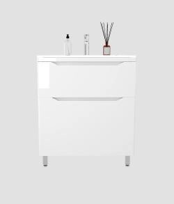 Тумба напольная Style Line Марелла 70 (2 ящ.) Люкс антискрейтч белый глянец, PLUS
