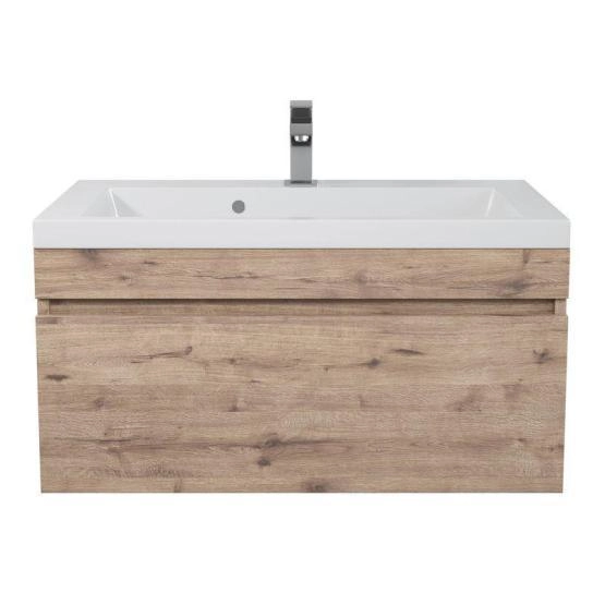 Тумба с раковиной для ванной Uperwood Eva, 75 см, подвесная, Крафт Табачный, выдвижной ящик