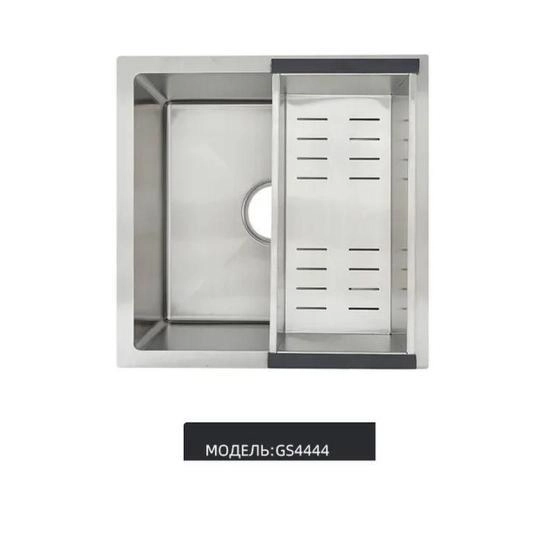 Кухонная мойка Gappo GS4444 440x440x215mm 0.8мм с коландером Сатин