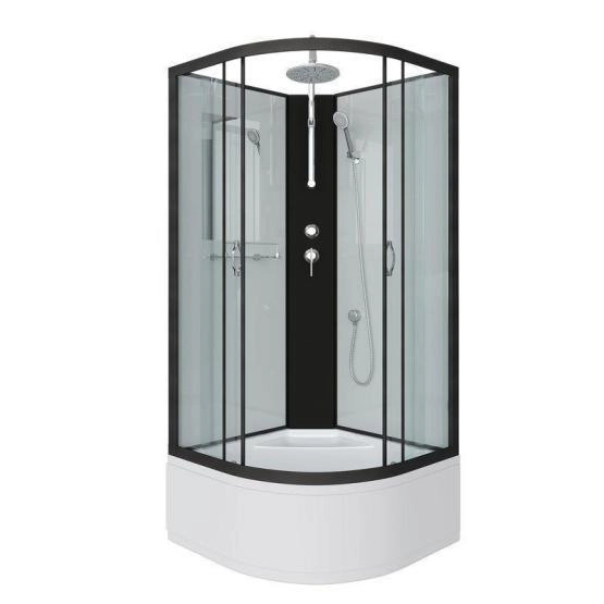 Душевая кабина Niagara NG-6709-14BKT 1000х1000х2150высокий поддон 45см стекло прозрачное черные профиля