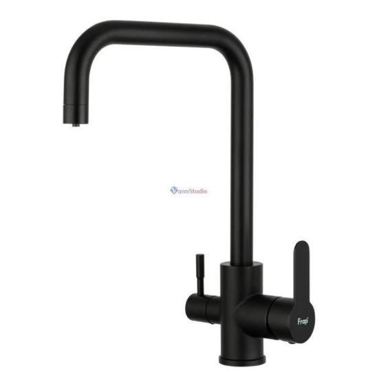 Смеситель для кухни Frap F43801-6 с краном для фильтр/воды черный