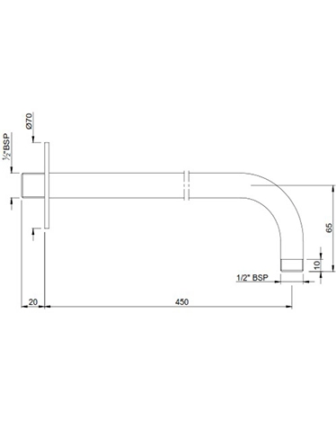 Кронштейн для верхнего душа Jaquar Shower-Pipe SHA-CHR-479L450 45 см хром