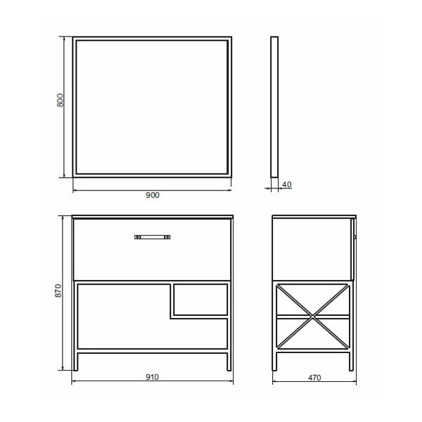 Зеркало Comforty Бредфорд-90 черный