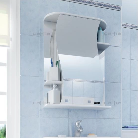 Зеркальный шкаф СаНта Лира 55 101052, цвет белый