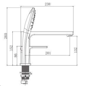 Смеситель Gappo G1117-6 на борт ванны 3 отверстия, чёрный