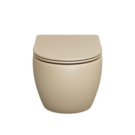 Унитаз Grossman GR-4455BEMS Color (485*360*375) БЕЖЕВЫЙ МАТОВЫЙ подвесной Безободковый с тонкой крышкой