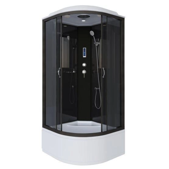 Душевая кабина Niagara NG-6508-14P 900х900х2150 высокий поддон 40см стекло тонированное алюм черный