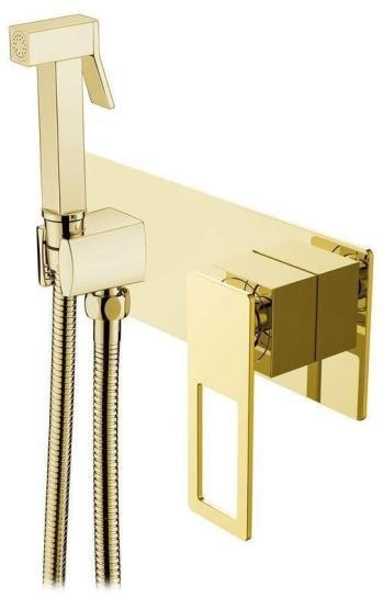 Гигеническая душ со смесителем Boheme Q золото, ручка хром, золото черная, ультрамарин (прямая, изогнутая) 147-G