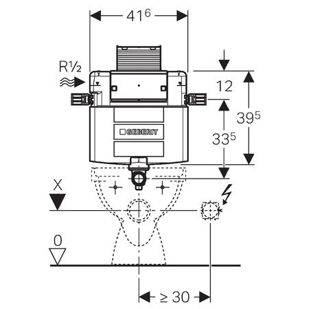 Бачок скрытого монтажа GEBERIT 109.043.00.1 для приставного унитаза