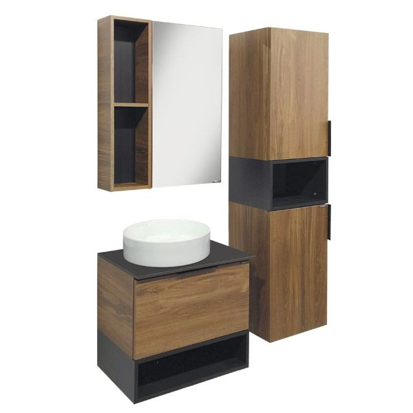 Зеркало шкаф Comforty Штутгарт-60 дуб тёмно-коричневый