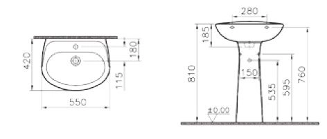 Vitra Normus 9600B003-7650 раковина 55 с пьедесталом