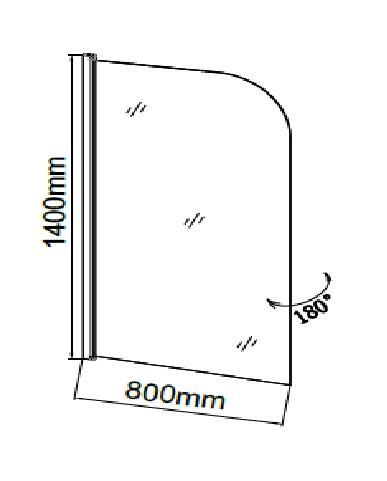 Шторка для ванны GROSSMAN GR-100 (140*80) алюминиевый профиль, стекло прозрачное 6мм