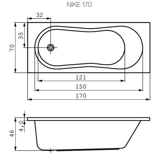 Ванна Cersanit Nike 170x70 см