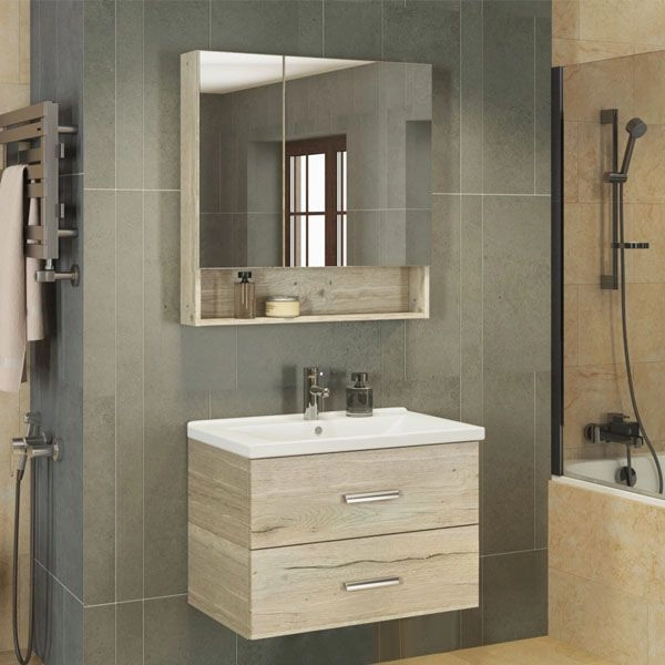 Зеркало шкаф Comforty Парма-80 дуб дымчатый