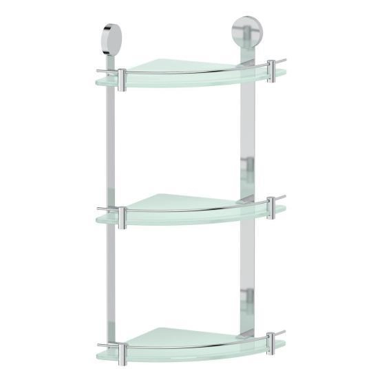 Полка угловая 3-х ярусная 26 cm матовое стекло;  ARTWELLE Harmonie HAR 041 хром
