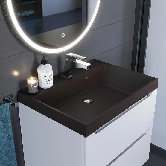 Раковина кварцевая Uperwood Classic Quartz 60 см, коричневая матовая, трюфель