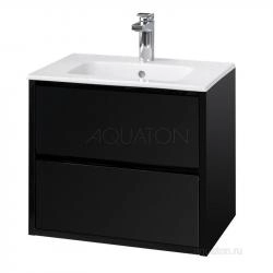 Тумба под раковину Aquaton Римини 1A226601RN950 60 с ящиком черный глянец