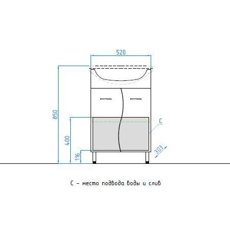 Тумба под раковину Style Line Эко Стандарт 55 Линда напольная с дверками