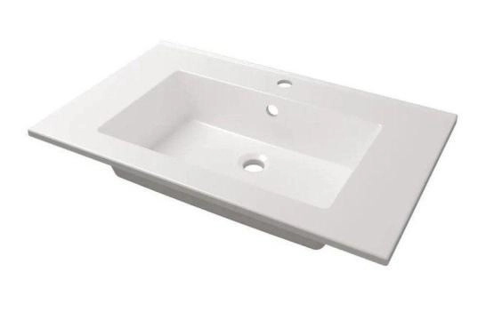 Раковина для ванной Uperwood Parma Premium 75 см, белая глянцевая полувстраиваемая 