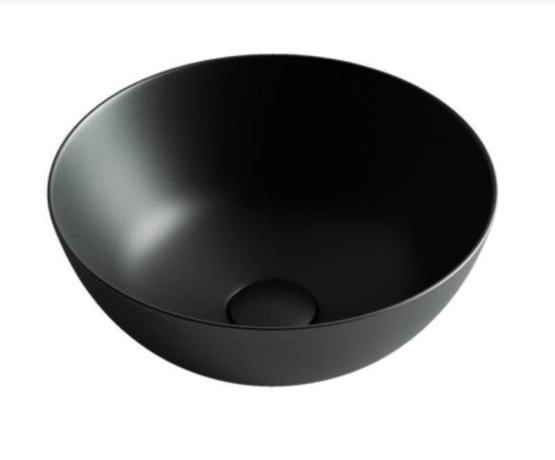 Умывальник чаша накладная круглая (цвет Черный Матовый) Element 358x358x155мм