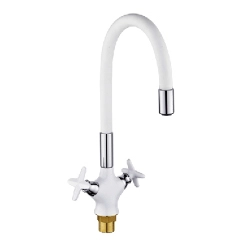 Смеситель Potato P58322-7 для кухни с гибким изливом, белый