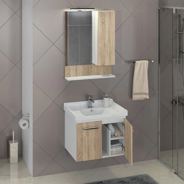 Зеркало шкаф Comforty Рига-60 дуб сонома