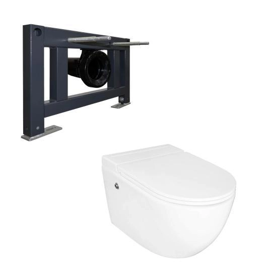 Унитаз импульсный Azario AZ-102C подвесной 360х570х375, полукруглый, быстросъемное сиденье микролифт, монтажная рама в комплекте