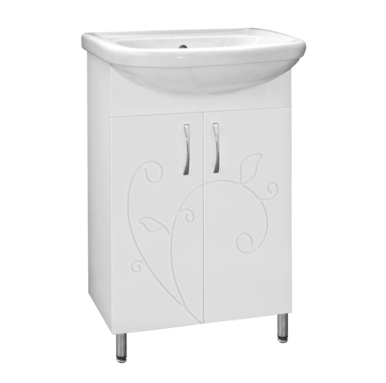 Тумба под раковину Style Line Эко Фьюжн 55 напольная с дверками, белая