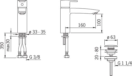 Смеситель для раковины Oras Cubista 2805F