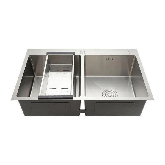 Кухонная мойка Gappo GS8350 830x500x215mm 0.8мм с коландером Сатин