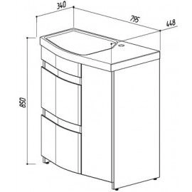 Тумба Belux Япония Н 80-02 напольная под умывальник Япония 800 Левая
