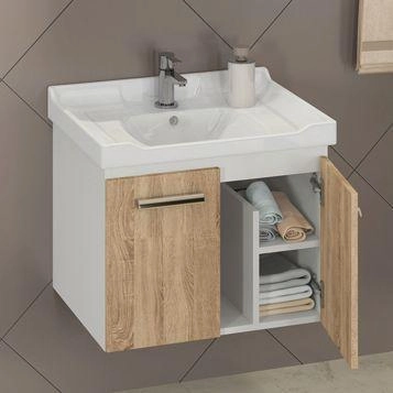 Тумба с раковиной Comforty Рига-60 дуб сонома