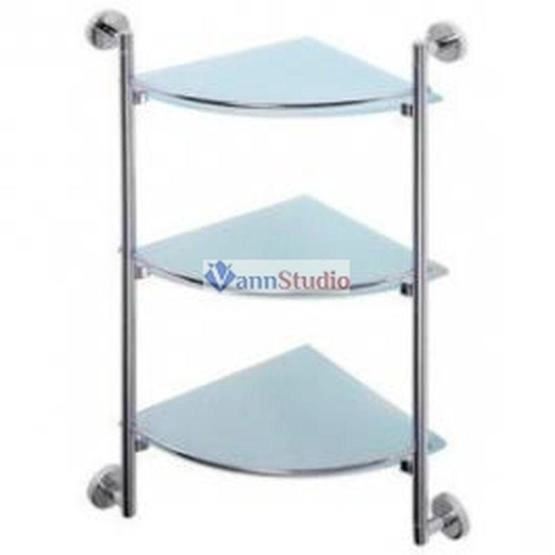 F1707-3 Полка стеклянная Frap для ванной 3-ярусная угловая 250*250